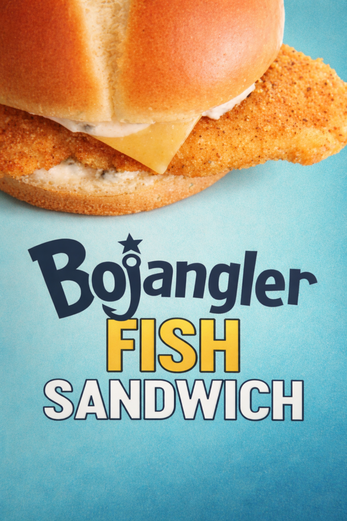 Bojangles Bojangler fish sandwich with seasoned crispy filet on a toasted bun