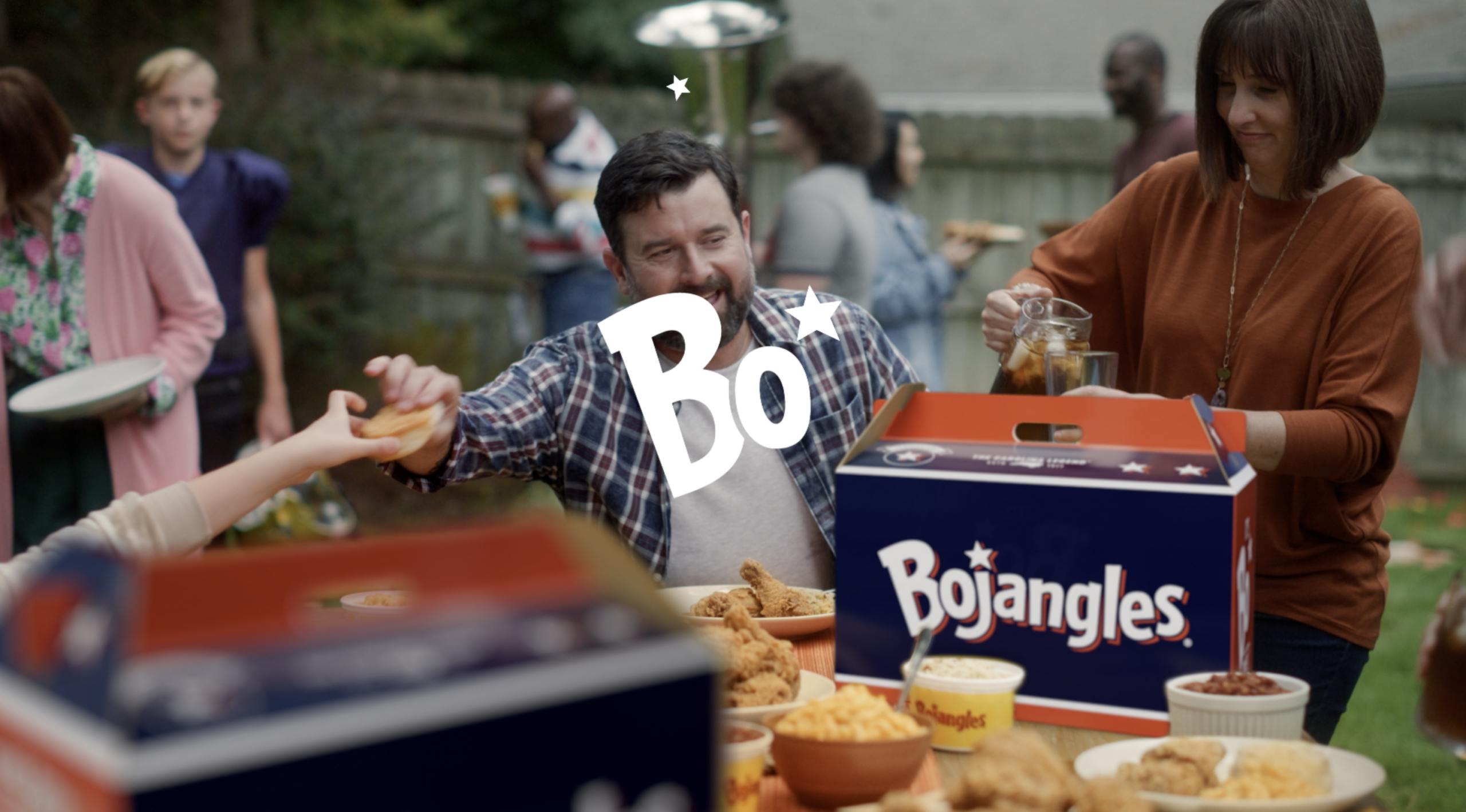Patriotic Bojangles America 250th Big Bo Box filled with fried chicken, biscuits, sides, and tea celebrating 250 years of American independence.